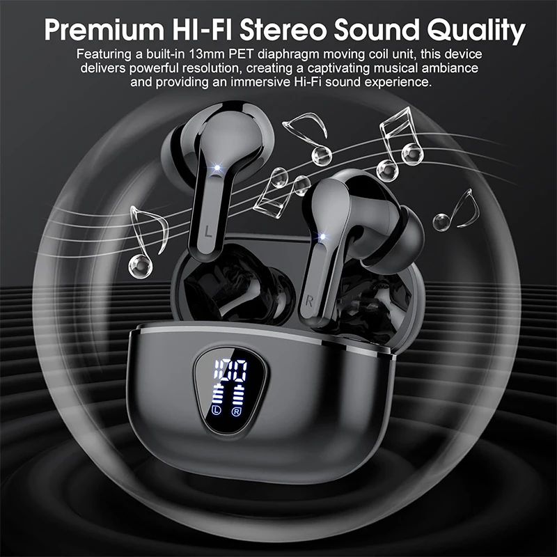 Wireless Earbuds BT5.3 Headphones HiFi Stereo EarBuds with ENC Noise Cancelling Mic 48H LED Display IP7 Waterproof Earphones Wireless Earbuds BT5.3 Headphones HiFi Stereo EarBuds with ENC Noise Cancelling Mic 48H LED Display IP7 Waterproof Earphones