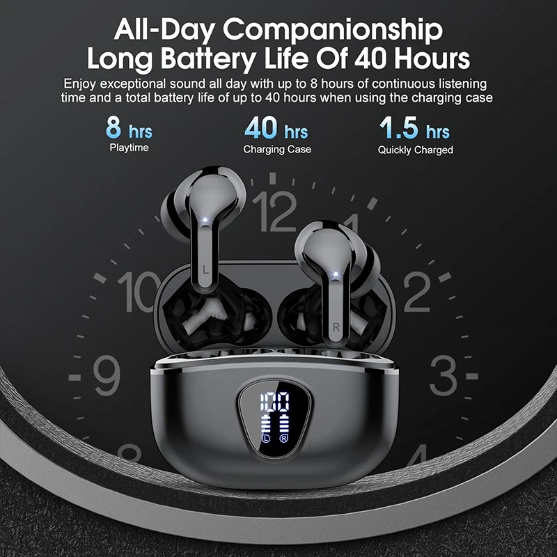 Wireless Earbuds BT5.3 Headphones HiFi Stereo EarBuds with ENC Noise Cancelling Mic 48H LED Display IP7 Waterproof Earphones Wireless Earbuds BT5.3 Headphones HiFi Stereo EarBuds with ENC Noise Cancelling Mic 48H LED Display IP7 Waterproof Earphones