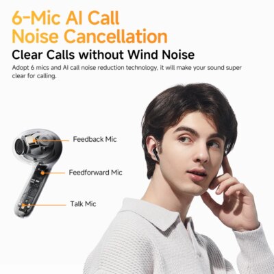 QCY HT10 AilyBuds Pro+ ANC Wireless Earphone Hi-Res Audio with LDAC Bluetooth 5.3 Earbuds 6 Mic AI HD Call Multipoint Connection - Image 4