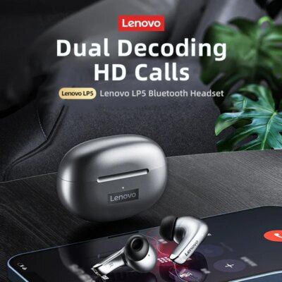 Choice Lenovo LP5 Wireless Bluetooth Earphone Fast Charging Long Endurance HD Call With Microphone Sports Waterproof Headset - Image 3
