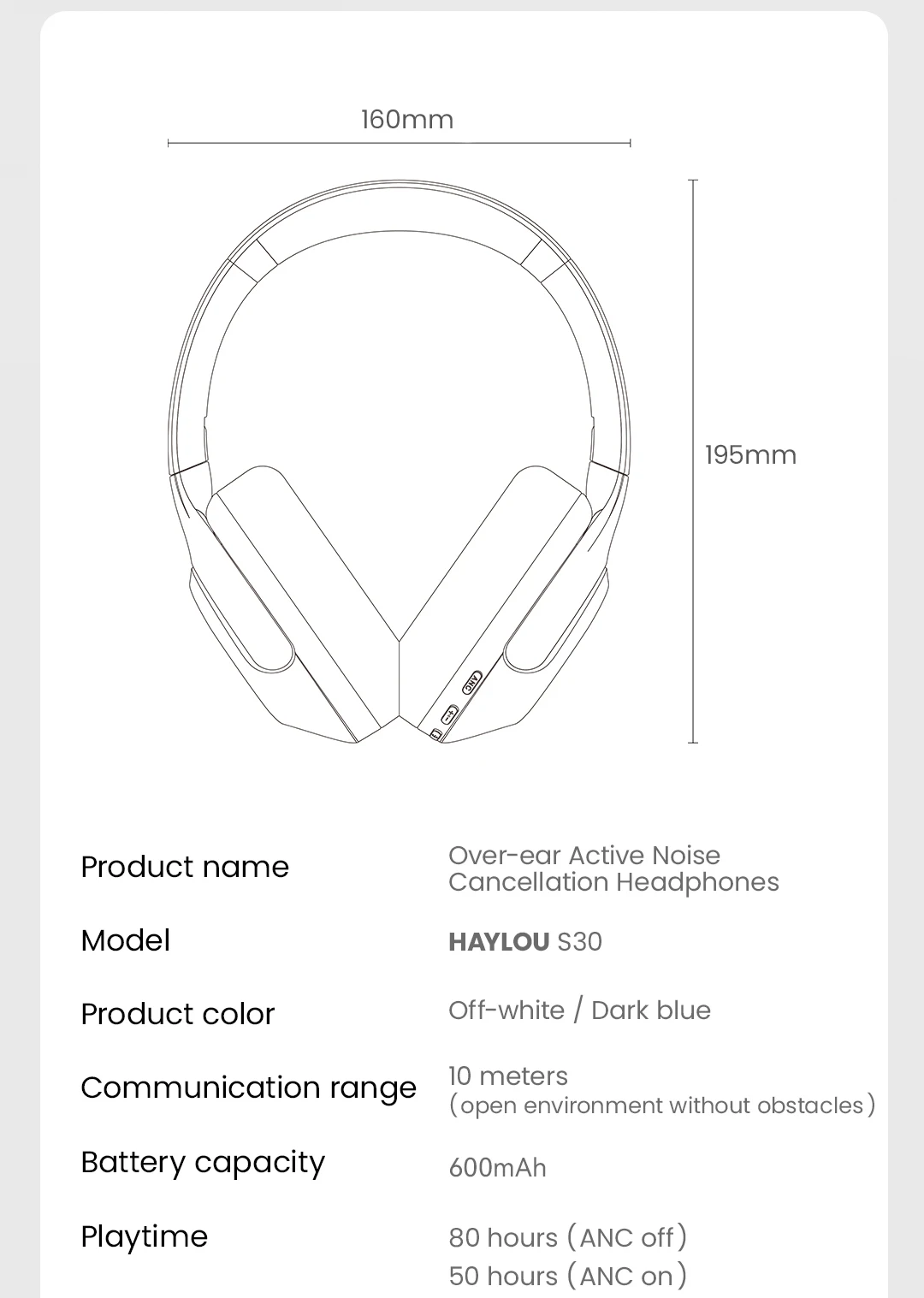 HAYLOU S30 Wireless Bluetooth 5.4 Headphones 43dB Adaptive Noise Cancelling Headsets 40mm Driver 80H Playtime Earphones HAYLOU S30 Wireless Bluetooth 5.4 Headphones 43dB Adaptive Noise Cancelling Headsets 40mm Driver 80H Playtime Earphones