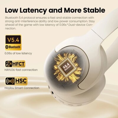 HAYLOU S30 Wireless Bluetooth 5.4 Headphones 43dB Adaptive Noise Cancelling Headsets 40mm Driver 80H Playtime Earphones - Image 4