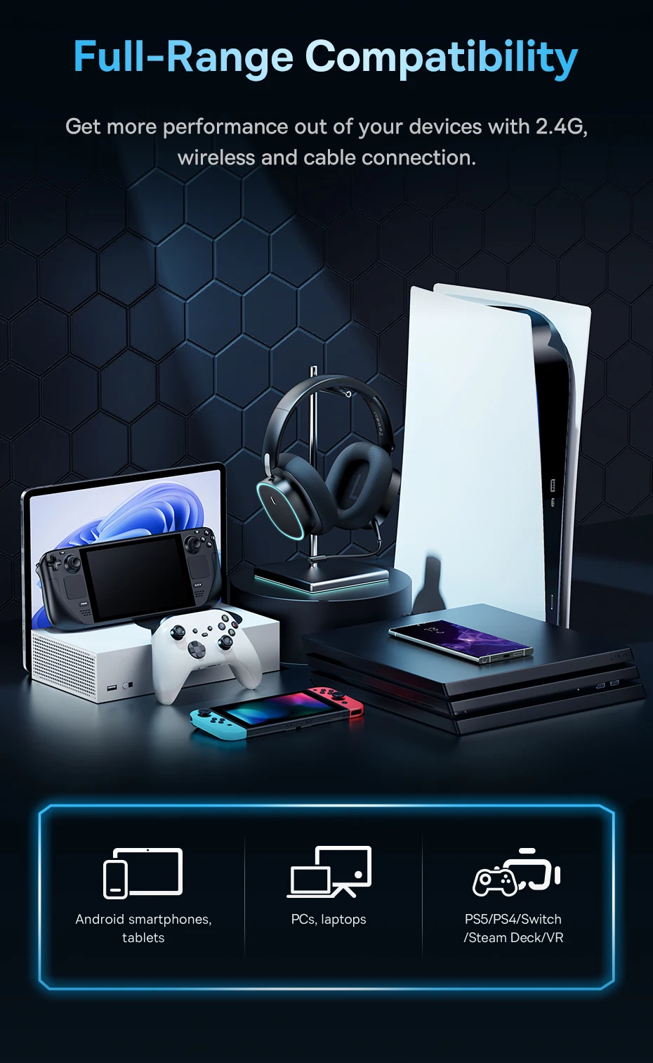 Baseus GH02 Gaming Wireless Headphone with Mic Over-Ear Headphones Bluetooth 5.3 40mm Driver 2.4G/Wireless/Cable RGB Headsets Baseus GH02 Gaming Wireless Headphone with Mic Over-Ear Headphones Bluetooth 5.3 40mm Driver 2.4G/Wireless/Cable RGB Headsets