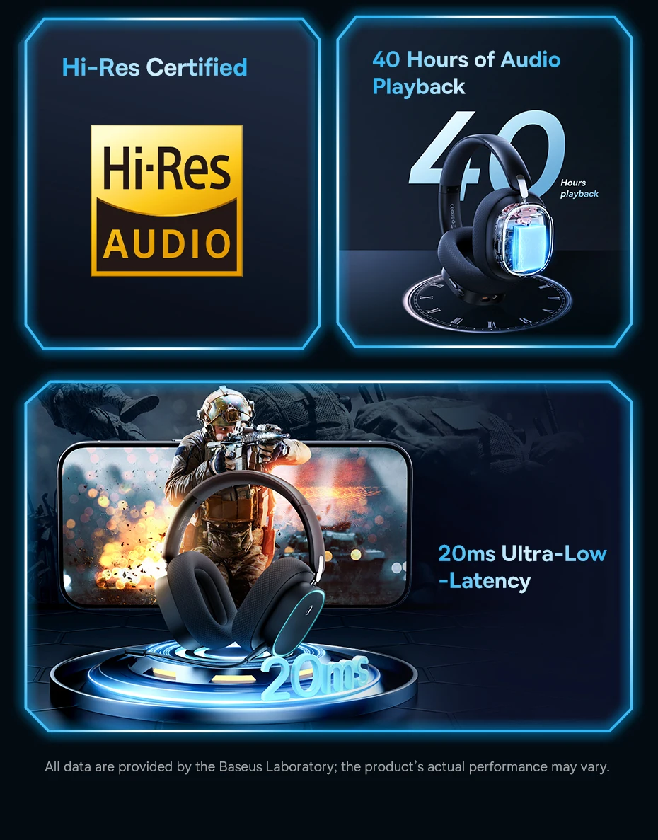 Baseus GH02 Gaming Wireless Headphone with Mic Over-Ear Headphones Bluetooth 5.3 40mm Driver 2.4G/Wireless/Cable RGB Headsets Baseus GH02 Gaming Wireless Headphone with Mic Over-Ear Headphones Bluetooth 5.3 40mm Driver 2.4G/Wireless/Cable RGB Headsets
