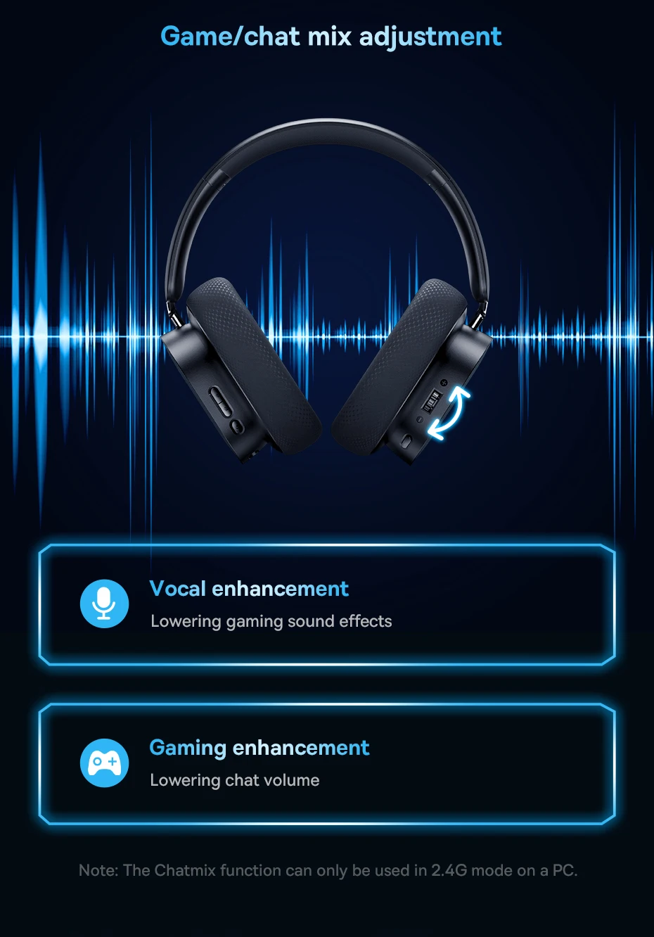 Baseus GH02 Gaming Wireless Headphone with Mic Over-Ear Headphones Bluetooth 5.3 40mm Driver 2.4G/Wireless/Cable RGB Headsets Baseus GH02 Gaming Wireless Headphone with Mic Over-Ear Headphones Bluetooth 5.3 40mm Driver 2.4G/Wireless/Cable RGB Headsets