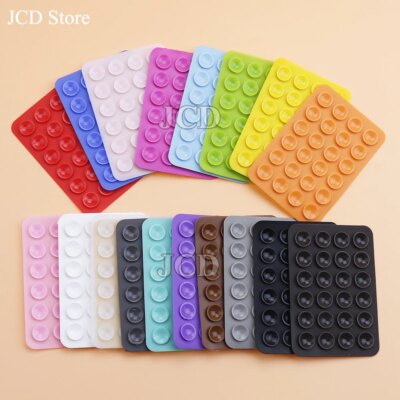 2PCS Double Side Silicone Pad For Mobile Phone Fixture Suction Cup Backed Adhesive Silicone Rubber Sucker Pad For Fixed Pad