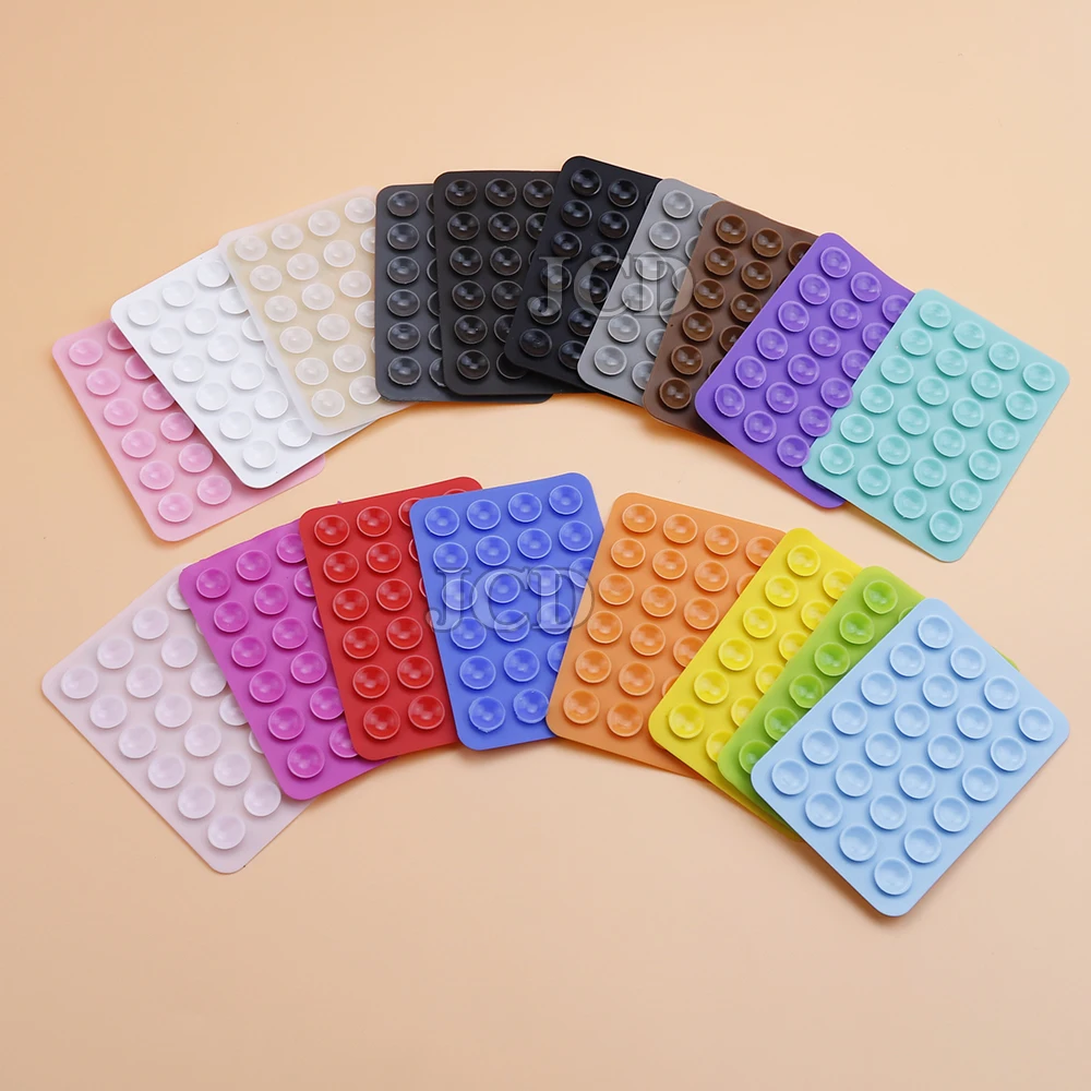 2PCS Double Side Silicone Pad For Mobile Phone Fixture Suction Cup Backed Adhesive Silicone Rubber Sucker Pad For Fixed Pad