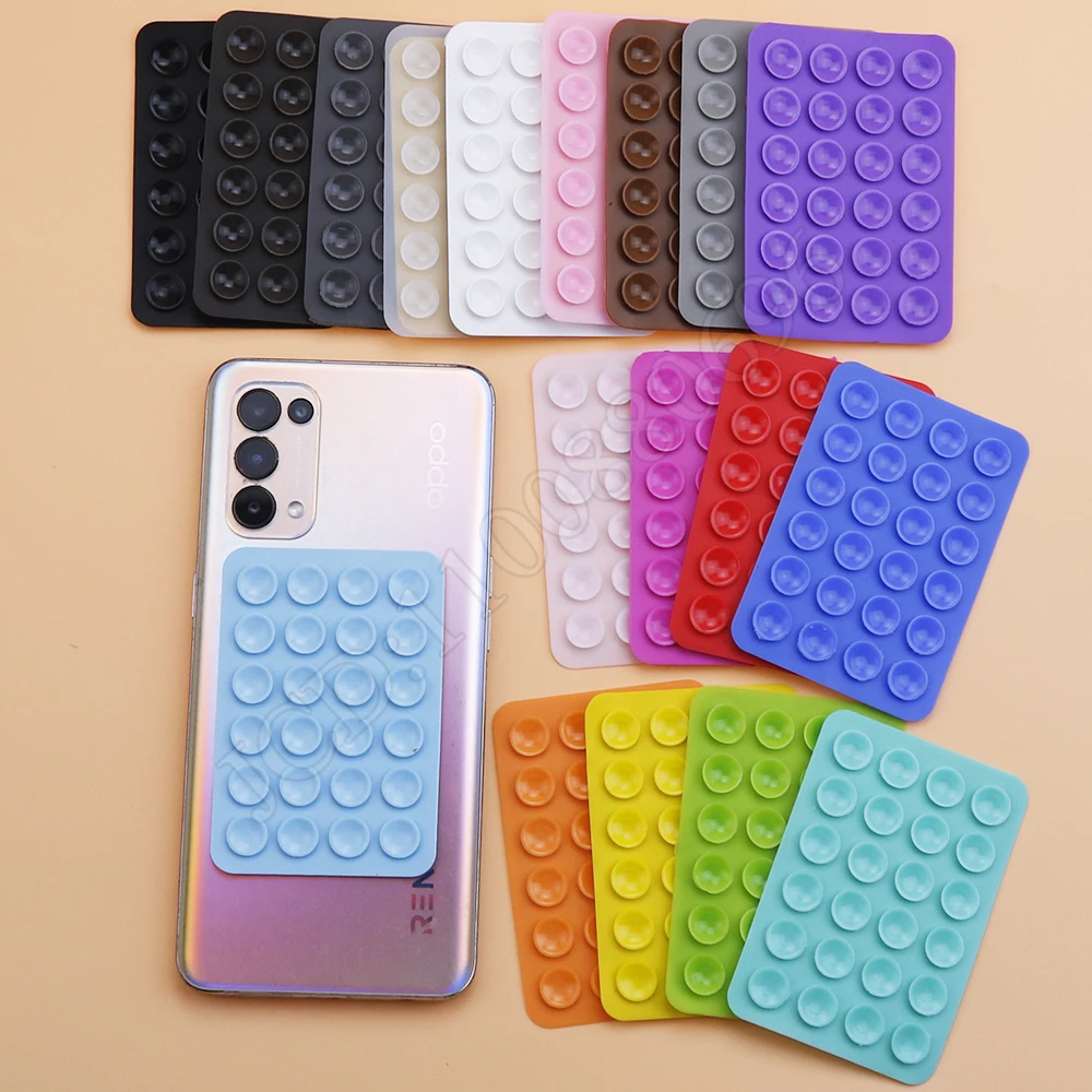 2PCS Double Side Silicone Pad For Mobile Phone Fixture Suction Cup Backed Adhesive Silicone Rubber Sucker Pad For Fixed Pad