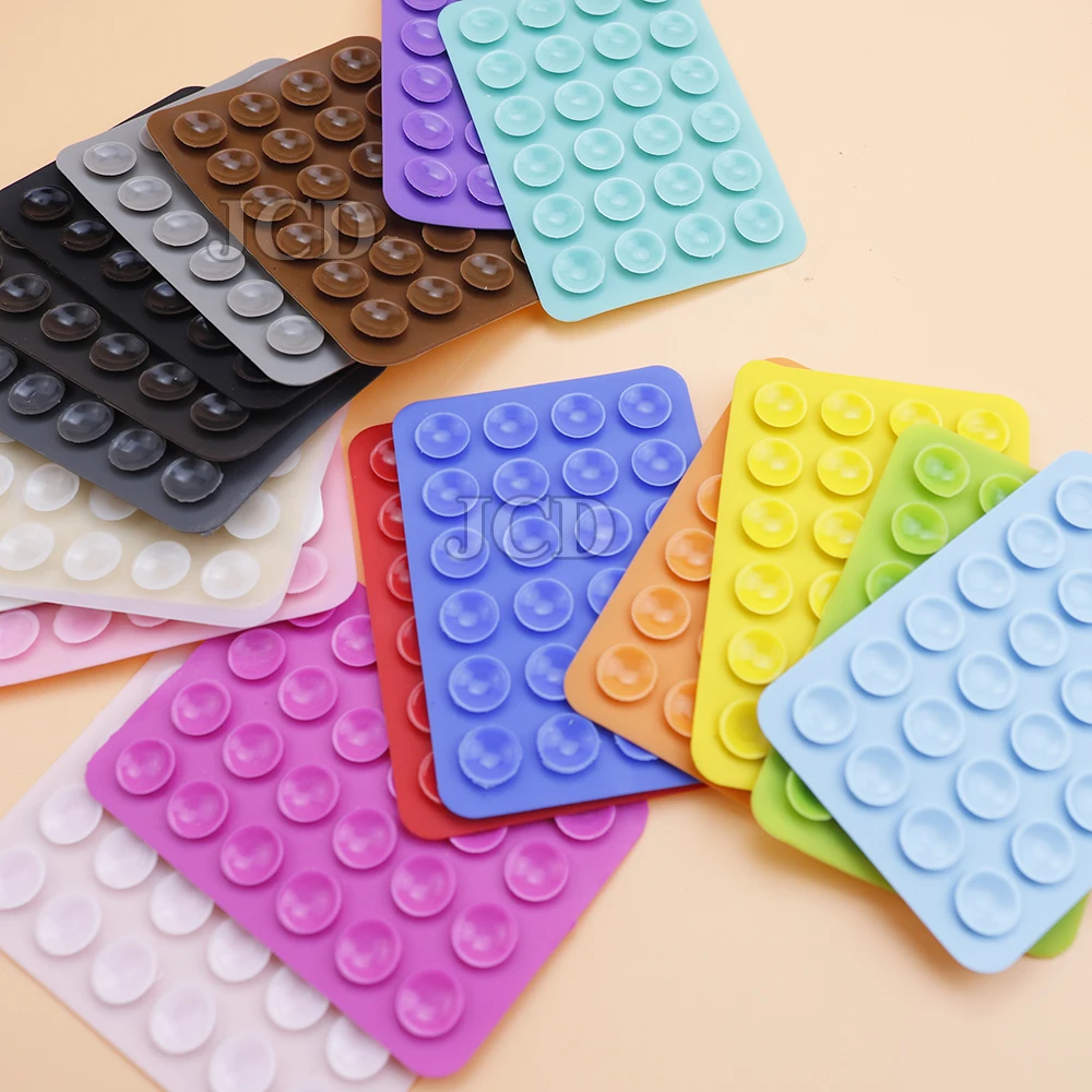 2PCS Double Side Silicone Pad For Mobile Phone Fixture Suction Cup Backed Adhesive Silicone Rubber Sucker Pad For Fixed Pad