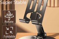 All Metal Aluminum 360 Rotation Mobile Phone Holder Universal Bracket Folding Double Shaft Design Stable Anti Fall