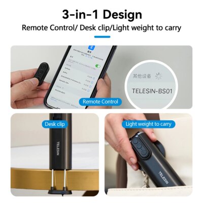 TELESIN Bracket Mount Phone Holder Selfie Stick with Remote Control for iPhone 16 15 14 13 Pro Android Mobile Phone Accessories - Image 2