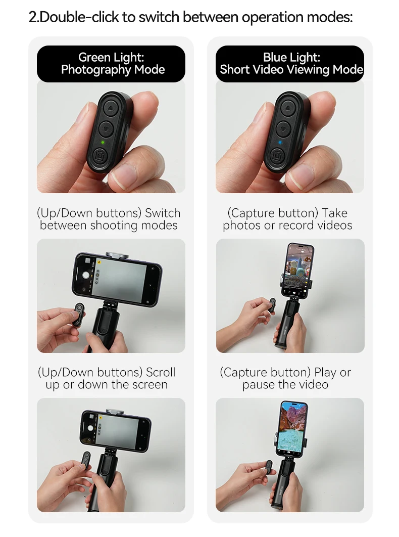 TELESIN Bracket Mount Phone Holder Selfie Stick with Remote Control for iPhone 16 15 14 13 Pro Android Mobile Phone Accessories