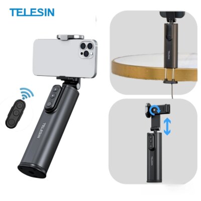 TELESIN Bracket Mount Phone Holder Selfie Stick with Remote Control for iPhone 16 15 14 13 Pro Android Mobile Phone Accessories