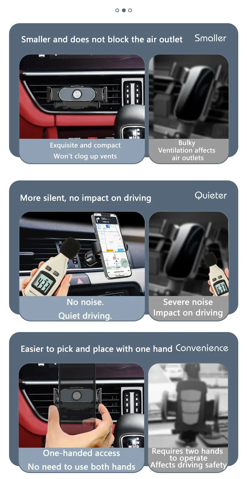 Car Phone Holder Air Vent Clip Mount Mobile Cell iPhone GPS Stand Cradle Suitable for 4.0-6.9 inch Cellphone Auto Accessories
