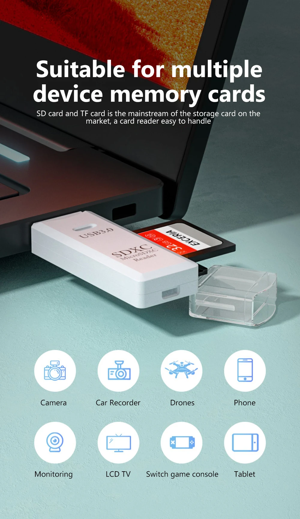 2 in 1 USB 3.0 Card Reader Micro TF sd card Reader usb adapter High Speed Cardreader TF Memory card For PC Laptop Accessories