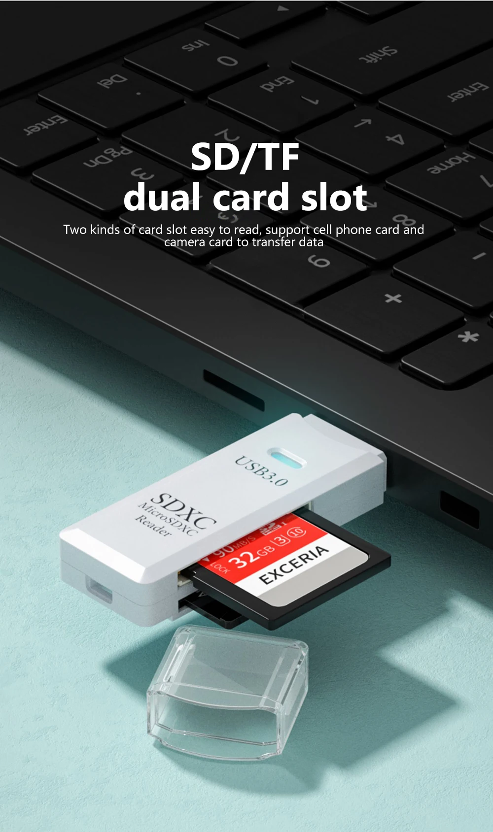 2 in 1 USB 3.0 Card Reader Micro TF sd card Reader usb adapter High Speed Cardreader TF Memory card For PC Laptop Accessories