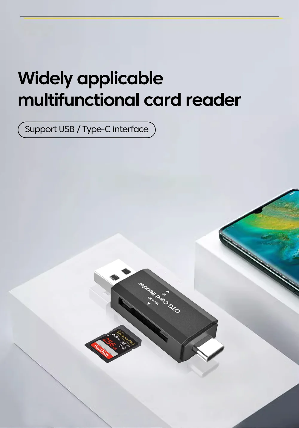 Type C SD TF Card Reader 2 in 1 USB 2.0 Card Reader for PC Laptop Accessories High Speed Smart Memory Cardreader SD Card Adapter