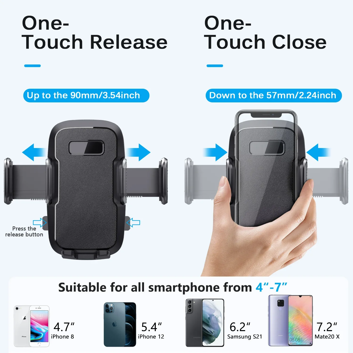 Car Phone Holder for Dashboard Windshield Cellphone Mount Clip Support Stand for 4.7-7