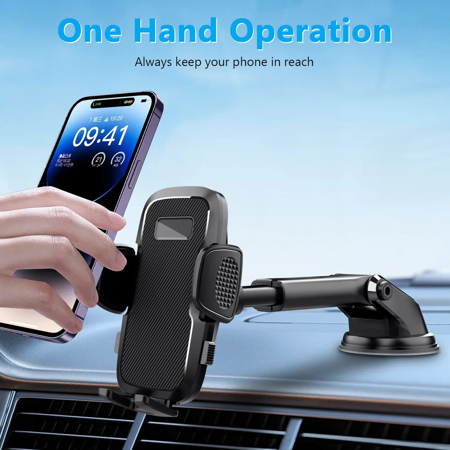 Car Phone Holder for Dashboard Windshield Cellphone Mount Clip Support Stand for 4.7-7