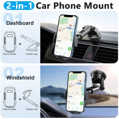 Car Phone Holder for Dashboard Windshield Cellphone Mount Clip Support Stand for 4.7-7" Cell Mobile iPhone Auto Accessories - Image 2