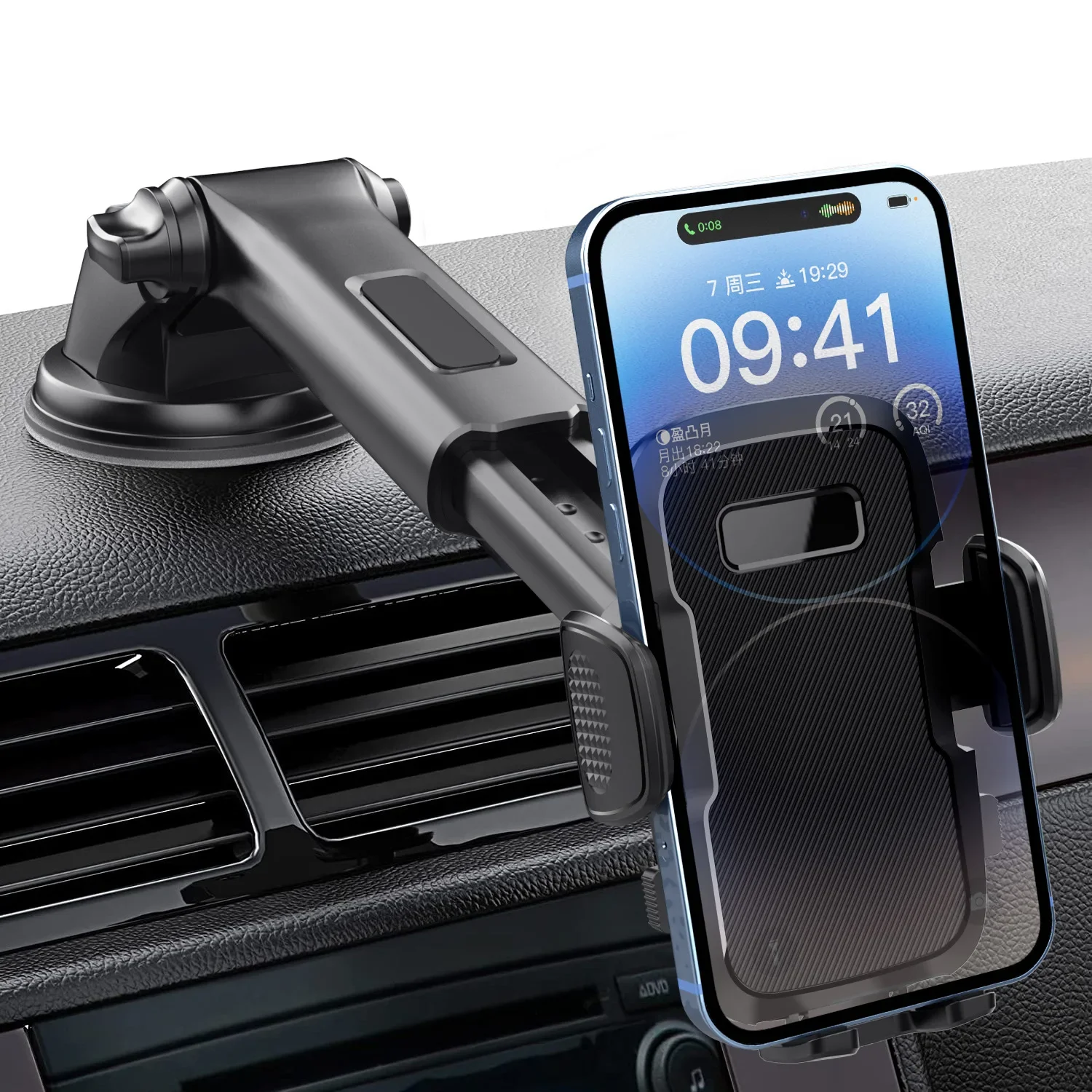 Car Phone Holder for Dashboard Windshield Cellphone Mount Clip Support Stand for 4.7-7