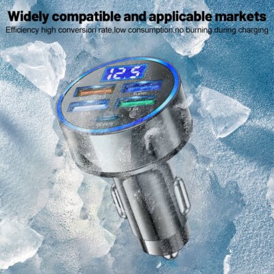 250W LED Car Charger 5 Ports Fast Charge PD QC3.0 USB C Car Phone Charger Type C Adapter in Car For iphone Samsung Huawei Xiaomi - Image 4