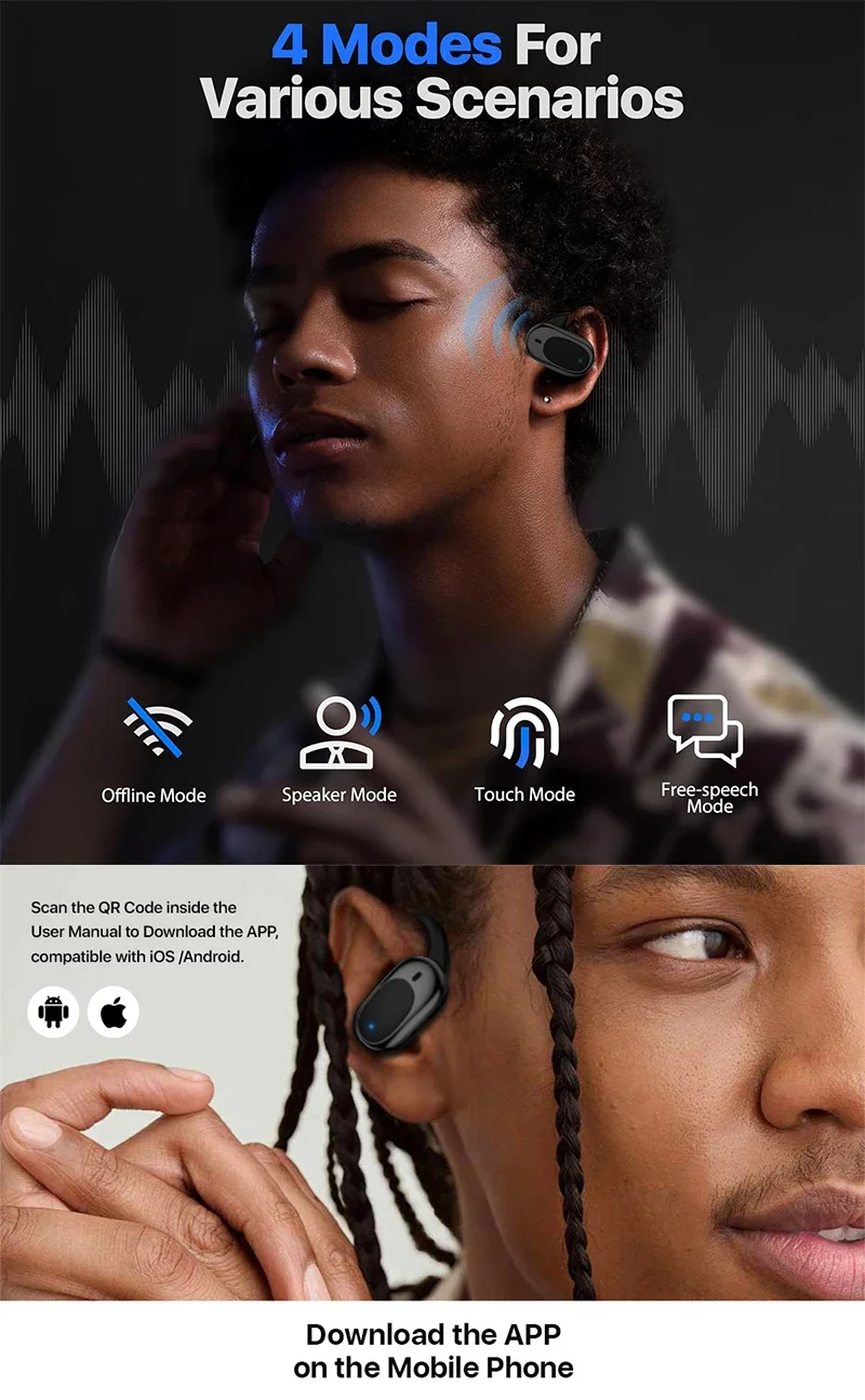 AI Language Translator Earbuds 3 in 1 Accents Translator Earphone Real Time 144 Languages Accents for Travel Business Hebrew AI Language Translator Earbuds 3 in 1 Accents Translator Earphone Real Time 144 Languages Accents for Travel Business Hebrew