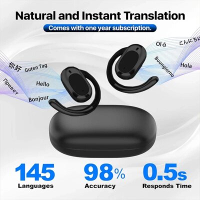 AI Language Translator Earbuds 3 in 1 Accents Translator Earphone Real Time 144 Languages Accents for Travel Business Hebrew - Image 4
