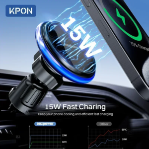 KPON Magnetic Car Phone Holder Wireless Charging Adjustable 360° 15W Air Vent Universal  for iPhone 14 15 16 Smartphone  Stand - Image 2
