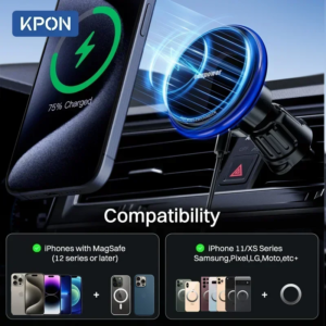 KPON Magnetic Car Phone Holder Wireless Charging Adjustable 360° 15W Air Vent Universal  for iPhone 14 15 16 Smartphone  Stand - Image 3
