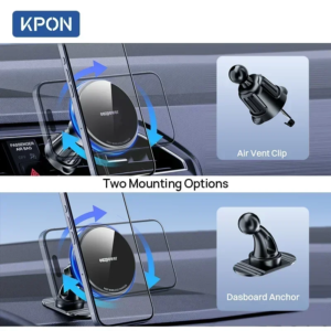 KPON Magnetic Car Phone Holder Wireless Charging Adjustable 360° 15W Air Vent Universal  for iPhone 14 15 16 Smartphone  Stand - Image 6