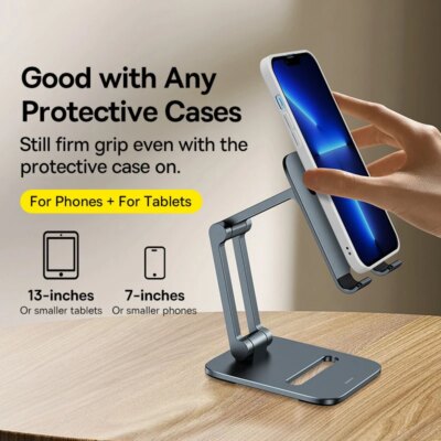 Baseus Phone Holder Stand Aluminum Alloy Cell Phone Tablet Stand Support for iPad iPhone 13 12 Samsung Mobile Phone Accessories - Image 2