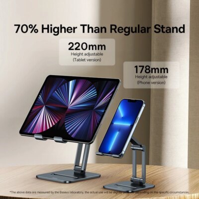 Baseus Phone Holder Stand Aluminum Alloy Cell Phone Tablet Stand Support for iPad iPhone 13 12 Samsung Mobile Phone Accessories - Image 3
