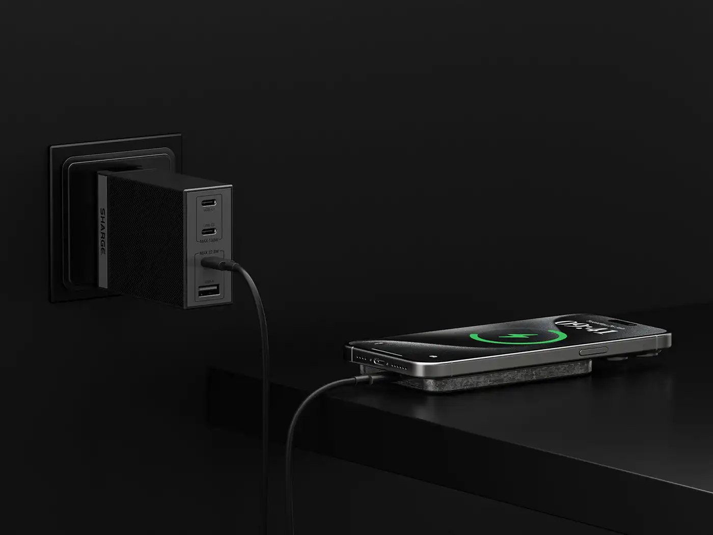 SHARGE CarbonMag Magsafe Power Bank Slim Magnetic Portable Charger 5000mAh Carbon Fiber PD 20W Fast Charging for iPhone 16 Pro