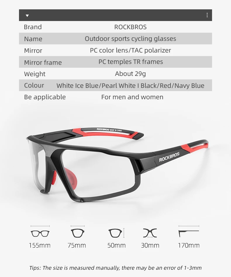 ROCKBROS Photochromic Cycling Glasses Bike Bicycle Glasses Sports Men's Sunglasses MTB Road Cycling Eyewear Protection Goggles ROCKBROS Photochromic Cycling Glasses Bike Bicycle Glasses Sports Men's Sunglasses MTB Road Cycling Eyewear Protection Goggles