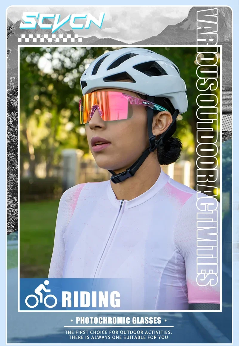 SCVCN New Photochromic Sunglasses Man MTB Climbing Glasses Outdoor Sports Bike Cycling Glasses Women Driving Bicycle Goggles