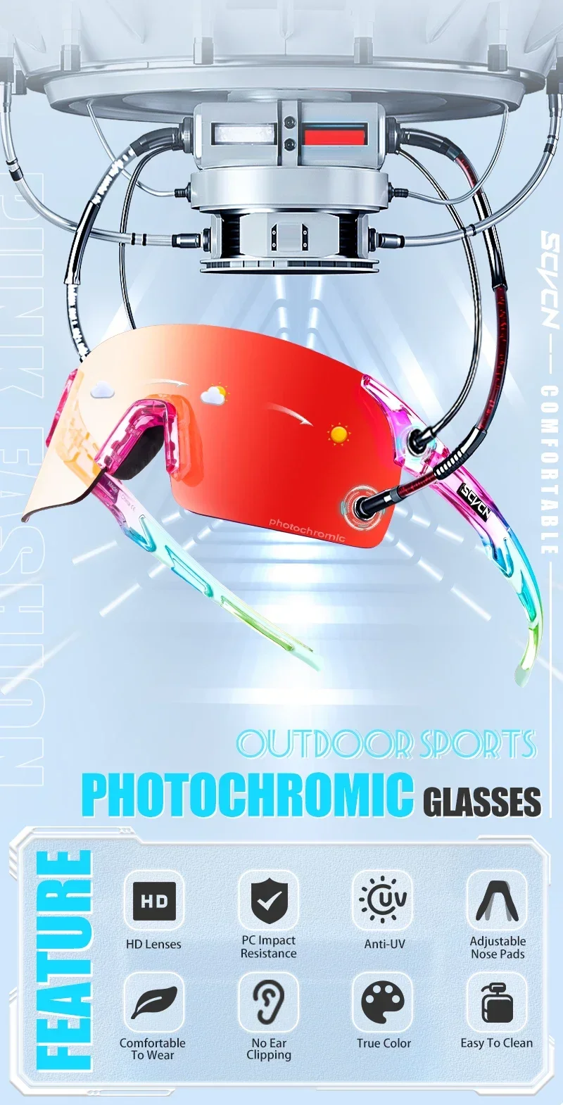 SCVCN New Photochromic Sunglasses Man MTB Climbing Glasses Outdoor Sports Bike Cycling Glasses Women Driving Bicycle Goggles