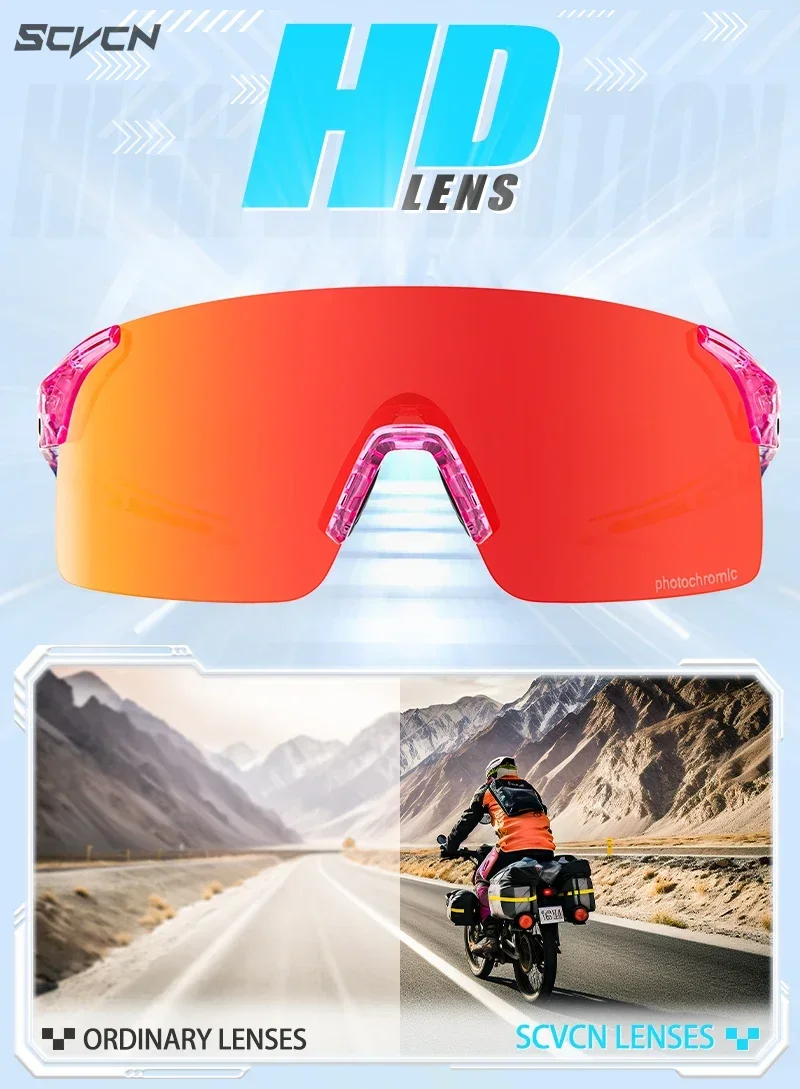SCVCN New Photochromic Sunglasses Man MTB Climbing Glasses Outdoor Sports Bike Cycling Glasses Women Driving Bicycle Goggles
