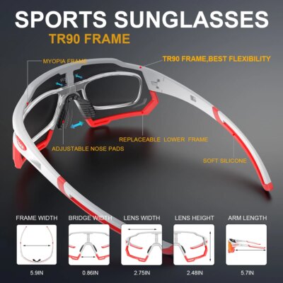 X-TIGER Cycling Glasses Photochromic Sports Sunglasses UV400 Anti Glare Lightweight Bicycle Glasses Men's Women Cycling Eyewear - Image 4