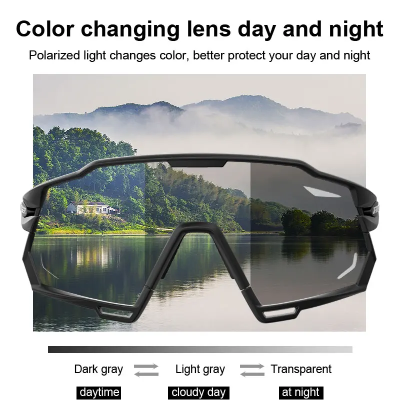 X-TIGER Cycling Glasses Photochromic Sports Sunglasses UV400 Anti Glare Lightweight Bicycle Glasses Men's Women Cycling Eyewear
