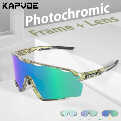 Kapvoe The World's First Photochromic Frame Glasses Cycling Sunglasses Men Women Outdoor TR90 Frame Sports Bicycle Glasses UV400 - Image 4