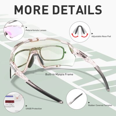Kapvoe The World's First Photochromic Frame Glasses Cycling Sunglasses Men Women Outdoor TR90 Frame Sports Bicycle Glasses UV400 - Image 5