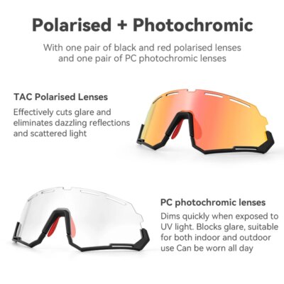 ROCKBROS Polarized Cycling Glasses Photochromic Glasses Men Sports Polarized Sunglasses Bicycle Riding Goggles Eyewear 2 Lens - Image 5