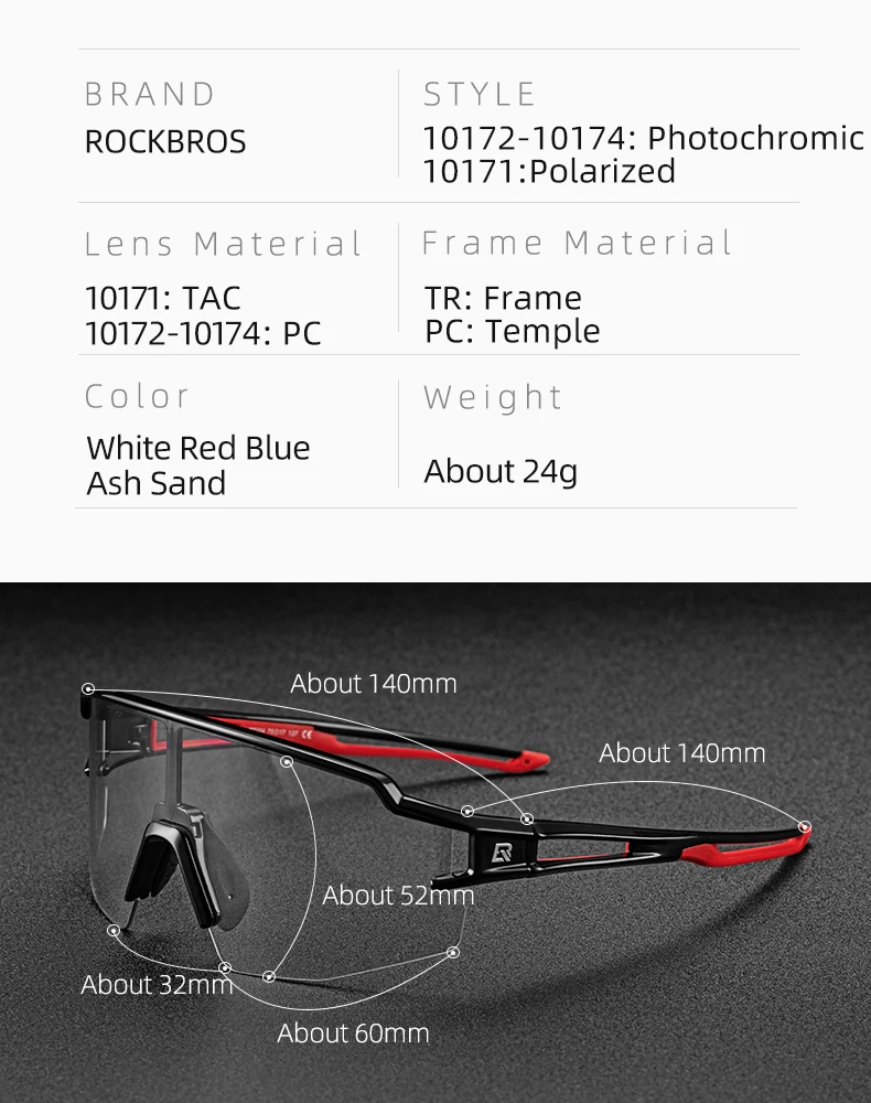 ROCKBROS Bicycle Glasses Photochromic Bike Glasses UV400 Protection Eyewear Polarized Sunglasses MTB Road Cycling Goggles ROCKBROS Bicycle Glasses Photochromic Bike Glasses UV400 Protection Eyewear Polarized Sunglasses MTB Road Cycling Goggles