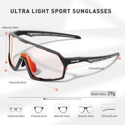 Kapvoe UV400 Cycling Glasses for Men Red Photochromic Sunglasses Outdoor Bike Eyewear Sports Glasses Bicycle Goggles MTB Glasses - Image 6