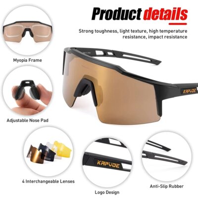 Kapvoe Polarized Cycling Goggles Women Men Bicycle Eyewear Road Bike Protection Glasses Windproof Outdoor Sport Sunglasses - Image 3