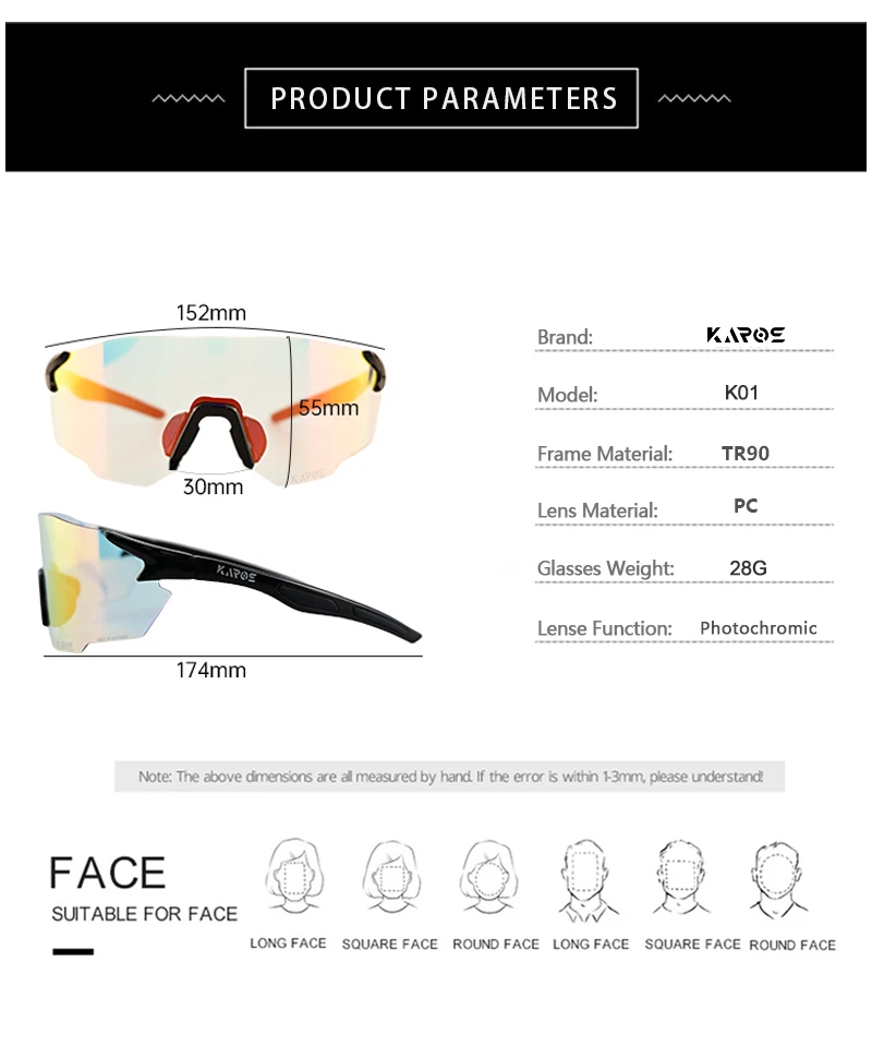 KAROS Photochromic Cycling Glasses MTB Bicycle Glasses Road Bike Cycling Eyewear Men Women Outdoor Sports Cycling Sunglasses