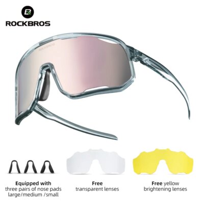ROCKBROS Cycling Glasses Goggles Polarized/Photochromic Sunglasses Sport Big frame Eyewear UV400 Sun Protection with 2 Lens