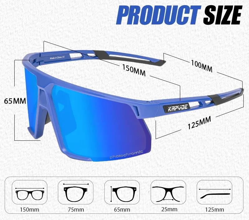 Kapvoe Golden Photochromic Cycling Sunglasses UV400 Bicycle MTB Goggles Road Bike Sunglasses Outdoor Sports Eyewear Equipment