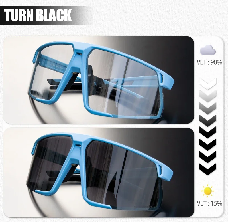 Kapvoe Golden Photochromic Cycling Sunglasses UV400 Bicycle MTB Goggles Road Bike Sunglasses Outdoor Sports Eyewear Equipment
